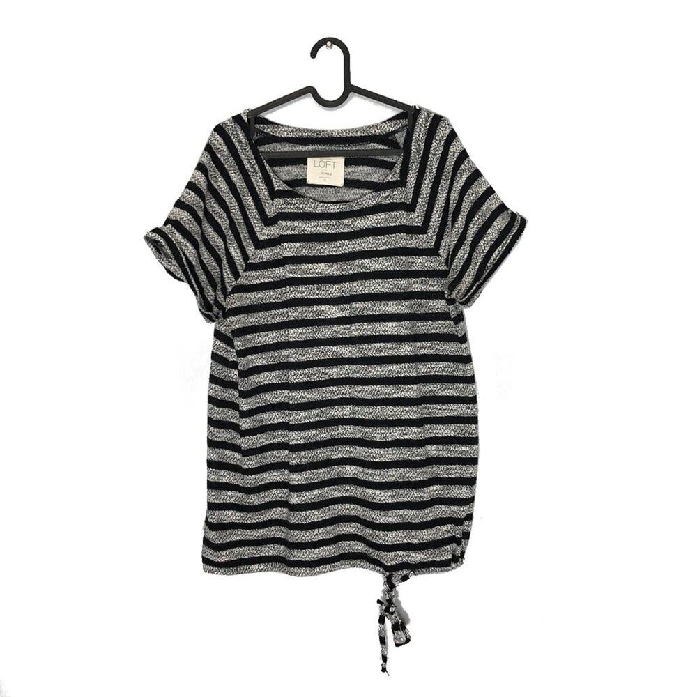 LOFT Lounge Knit T Stripe Cinch Hem Cuff Sleeve XL